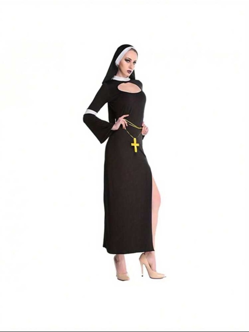 Black Nun-Inspired Long Sleeve Maxi Dress